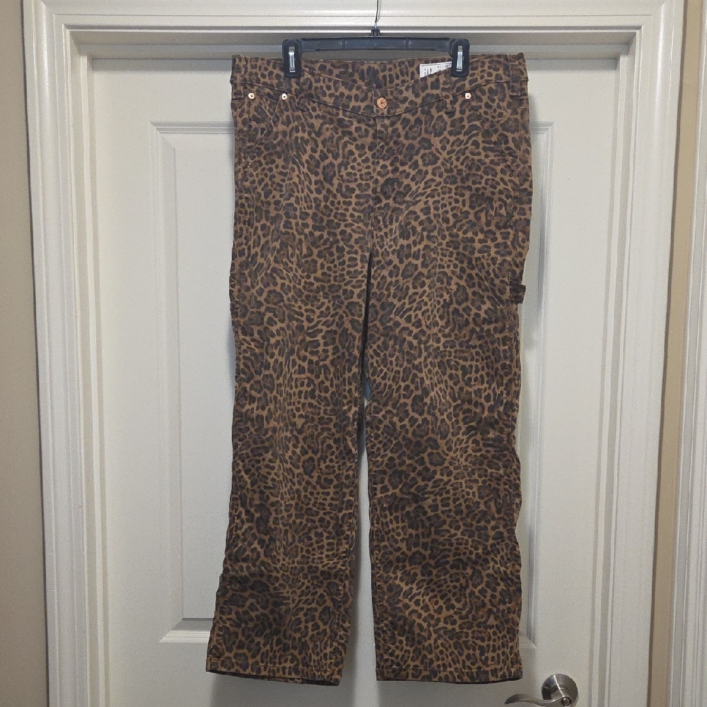GAP 90s Loose Mid Rise Carpenter Jeans In Cheetah 16/33 Short
